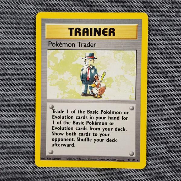 Pokemon Trader 77/102 Rare Trainer Vintage Base Set Pokemon Trading Card in Near Mint Condition!
