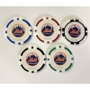 Image 2 : New York Mets Clay Poker Chip Set - Mint Condition - Complete Set 5 Chips