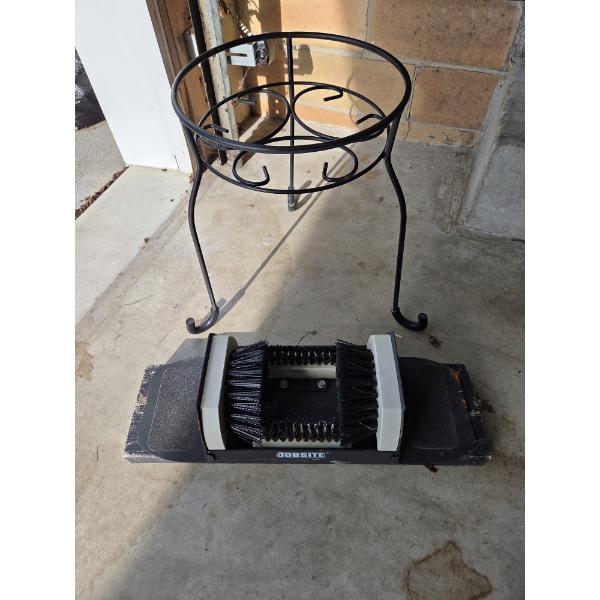 PICKUP IN CANTON - Wrought Iron Plant Stand 11''x15'' And Boot Brush 