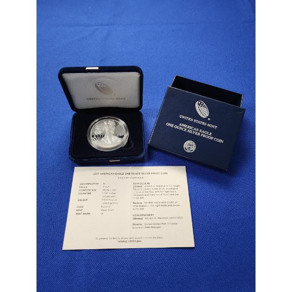 2017-W American Eagle 1 oz Silver Proof Coin w/ Box & COA