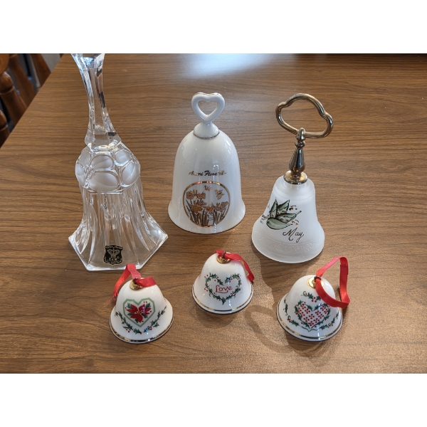 PICKUP IN CANTON -  Six Glass Collector Bell Collection 