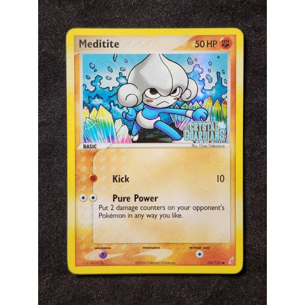 Meditite 56/100 Holo Ex Crystal Guardians Stamped Vintage 2006 Pokemon Trading Card