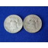 Image 2 : x2 1964 Franklin Half Dollars - 90% Silver - Face Value $1.00