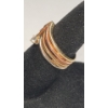 Image 2 : 14K Gold Tri-Color Stacked Wave Ring With Clear Accent Stone - Size 5 - Weight: 4.9g