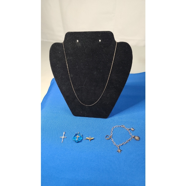 Assorted Sterling Silver Jewelry Including, Chain, Bracelet & Necklace Pendants -Total Weight: 10.3g