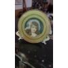Image 2 : Two (2) Pc Round Framed Decor - Pewter Stained Glass Religious & Young Victorian Girl