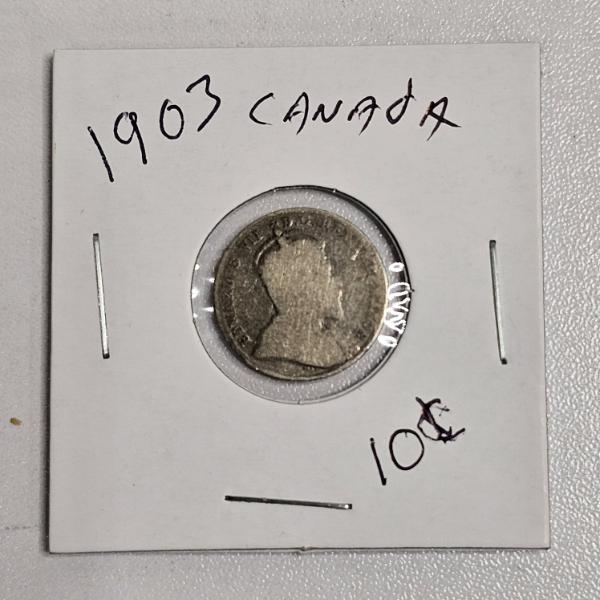 1903 Canadian 10-Cent 92.5% Silver Coin