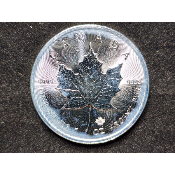 2017 Canadian 9999 Fine Silver 1 Oz Maple Leaf Bullion Round 
