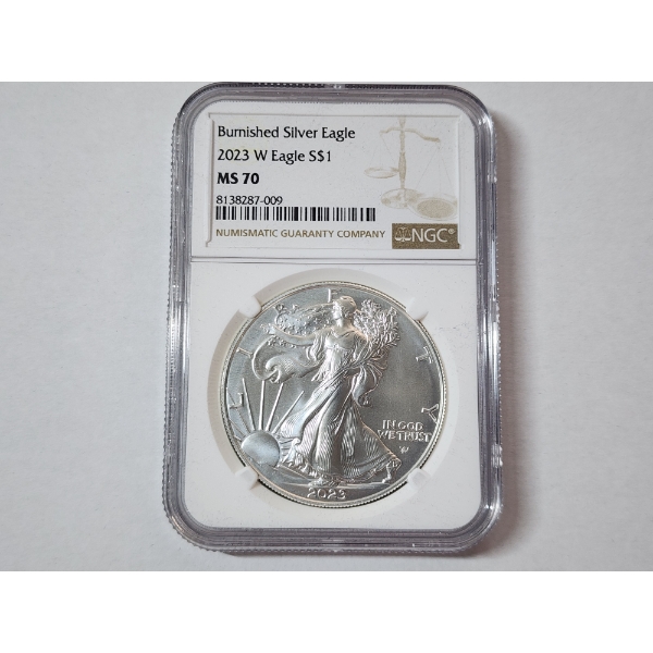 2023-W Burnished Silver American Eagle - 1 oz .999 Fine Silver - NGC MS 70