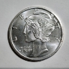 Image 2 : One Troy Ounce .999 Fine Silver Round Ft. Mercury Dime Motif & Design