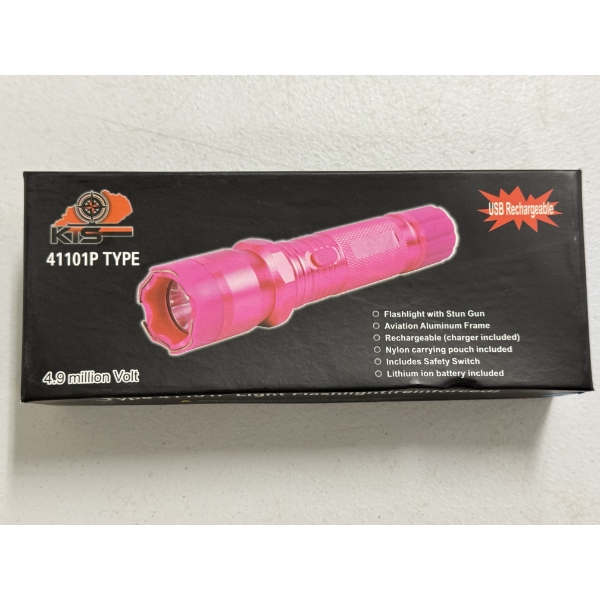 4.9 Million VOLT Rechargeable 7" Pink Flashlight Taser - Brand New In The Box
