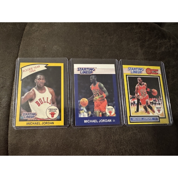 3 - Exceptional Michael Jordan Chicago Bulls Starting Lineup Basketball Cards - Mint Condition
