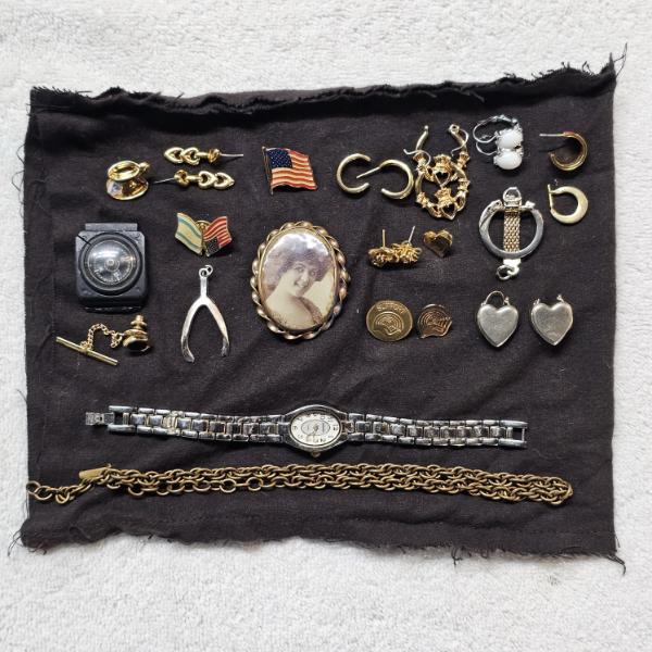 Vintage Costume Jewelry Lot Featuring Antique Photo Brooch And Embassy Watch