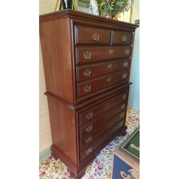 Tall Cherry Finbish Matching Bedroom Suite Men's Chest Of Drawers - 2 Sections - Perfect Condition