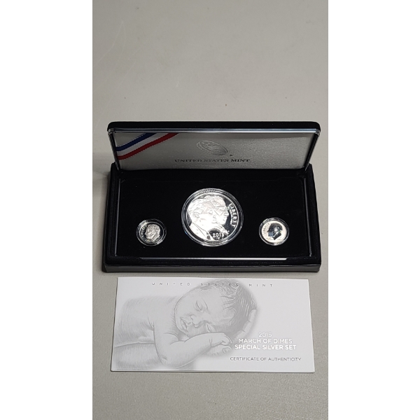 United States Mint 2015 March Of Dimes Special 90% Silver Coin Set With COA 