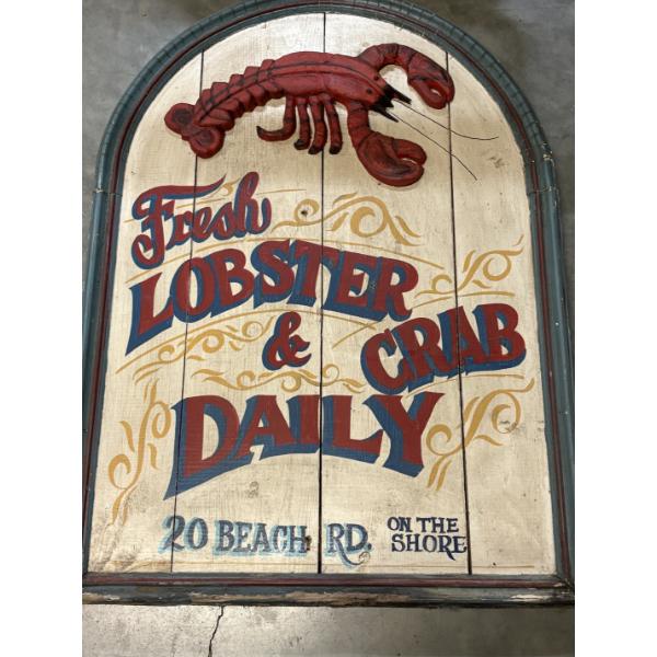 Fresh Lobster & Crab Daily 20 Beach Rd. On the Shore Bar Sign 36x26" - ****SHIPPING NOT AVAILABLE