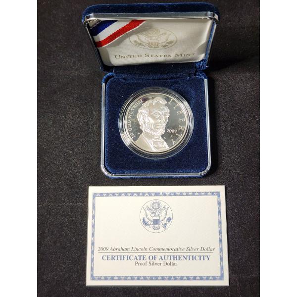 2009 Abraham Lincoln Commemorative Silver Dollar - 90% Silver Coin - Uncirculated - In Original Box