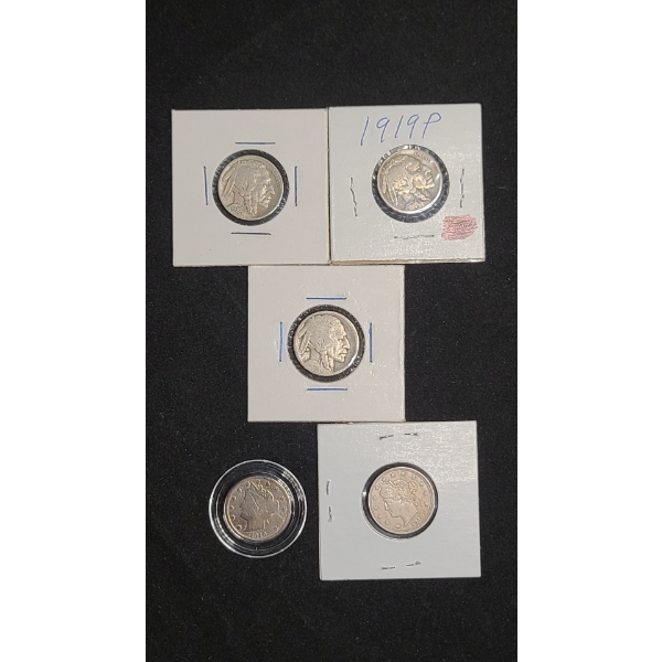 Assorted Buffalo & V Nickels - Face Value: $0.25