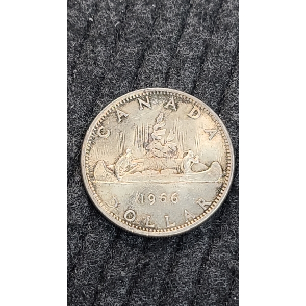 1966 Canada Queen Elizabeth II Voyagers 80% Silver Dollar Coin