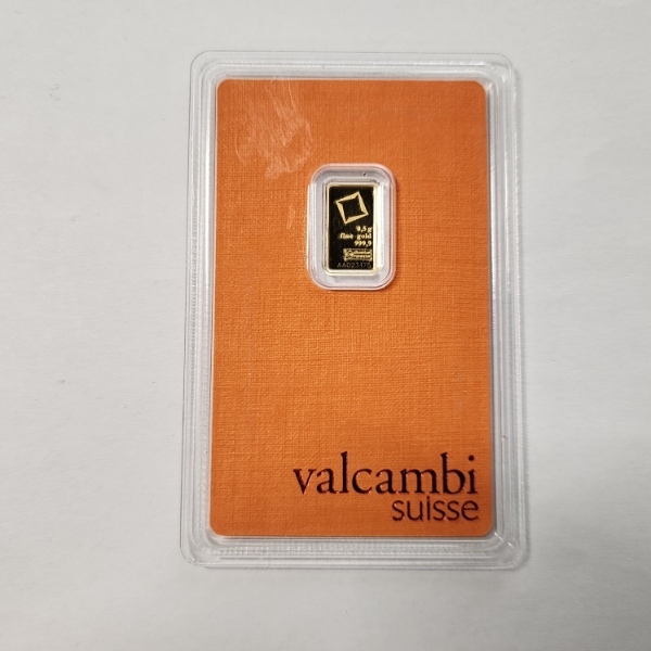 Valcambi Suisse 0.5g 999.9 Fine Gold Bar in Sealed Assay Card