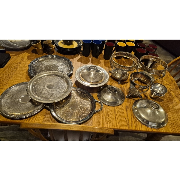 Silver Plate - Various Platters & Loose Unaccompanied Parts As shown