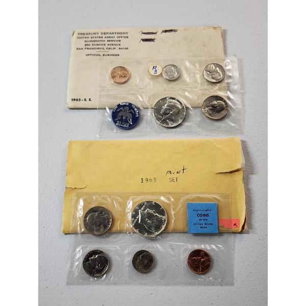 U.S. 1965 Uncirculated Mint Sets Including (2) 40% Silver Kennedy Half Dollars