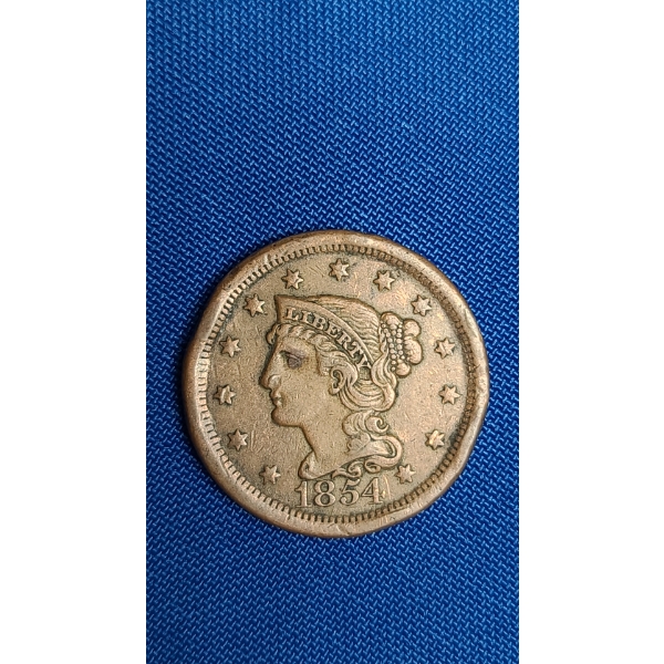 United States 1854 Braided Hair Copper Large Cent