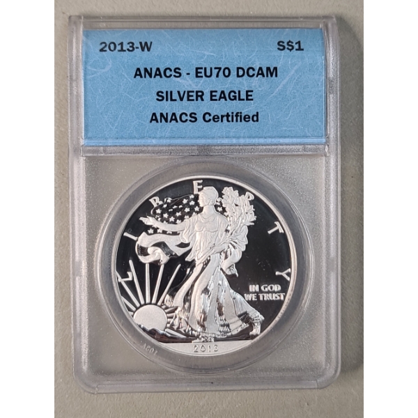 ANACS 2013-W EU70 DCAM ANACS Certified 1 Troy Ounce .999 Fine Silver American Eagle 