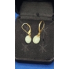 Image 2 : (2) Pairs Of 14K Gold Jade Dangle Earrings - Total Weight: 3.6g