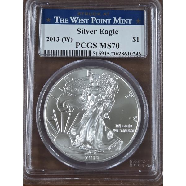 The West Point Mint 2013 Silver Eagle PCGS MS70 999 Fine Silver Ounce