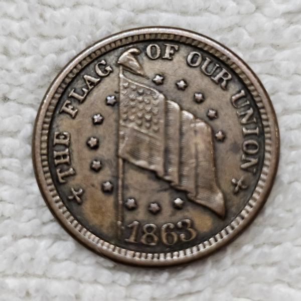 1863 "The Flag of Our Union" Patriotic Civil War Token