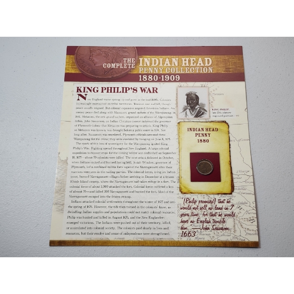 Bradford Mint Authenticated "The Complete Indian Head Penny Collection" 1880 Indian Head Penny 