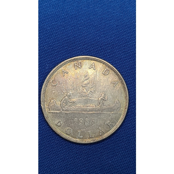 1936 Canadian 80% Silver Dollar - ASW: 0.6 Oz