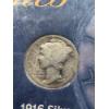 Image 3 : 2 - 1916 United States Silver Dimes Double Date In Holder - Mercury & Barber Dimes 