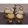 Image 1 : Vintage 5 Globe Yellow Flower Painted Over Milk Glass Shades - Electric - Just Needs Wiring Extentio