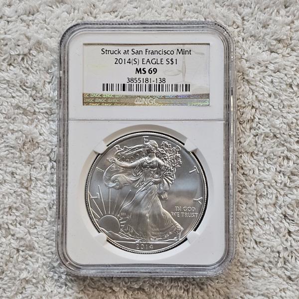 NGC MS69 Graded 2014(S) .999 Fine Silver 1oz. Eagle