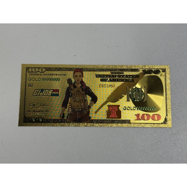 GI JOE "100" Dollar Gold Foil Note - Novelty Items - Collectible 
