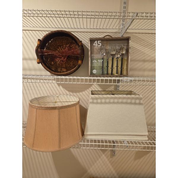 New Serving Set, 3 Like New Lamp Shades, Nice Decorative Basket