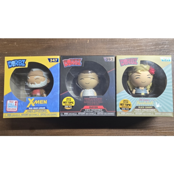 (3) Dorbs by Funko incl Black Canary (421), Old Man Logan (347) and Eleven (392)
