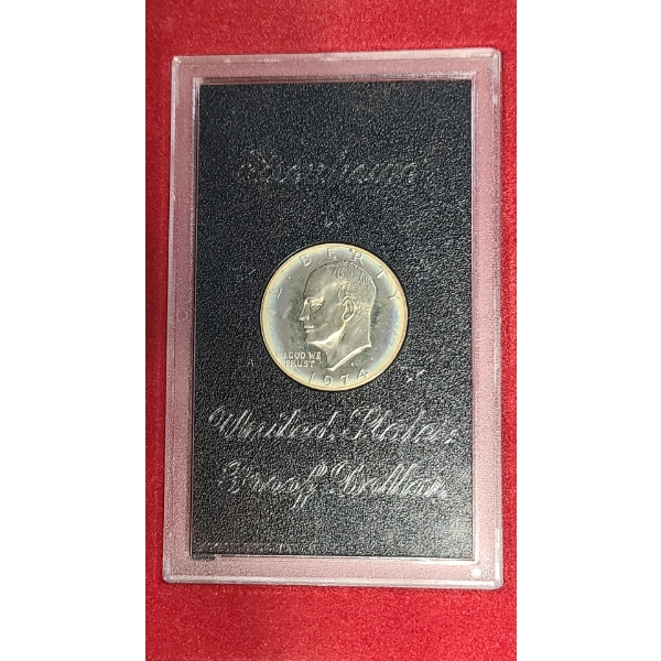 1974-S Eisenhower 40% Silver Proof Dollar In Display