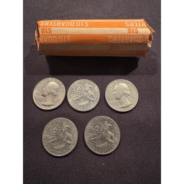 1976 $10 Roll of Bicentennial Washington Quarters - Mint Condition 