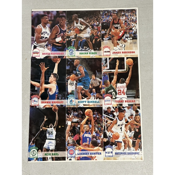 1994 Skybox NBA Hoops Uncut Sheet of Trading Cards