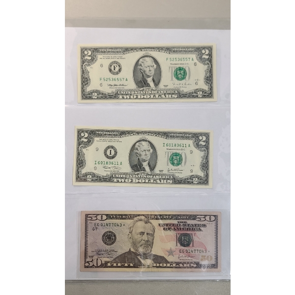 Assorted United States Currency Including 2004 $50 Star Federal Reserve Note - Face Value: $54.00