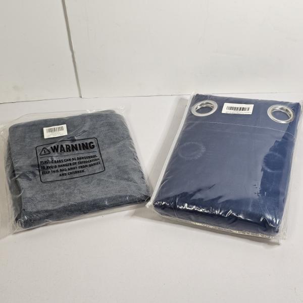 Packaged 20x20 Woven Pillow Covers & 52x84 Navy Blue Grommet Blackout Curtain Panel
