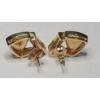 Image 4 : 14K Yellow Gold Earrings Set With Trillion-Cut Citrine & Diamonds - Weight: 3.2g