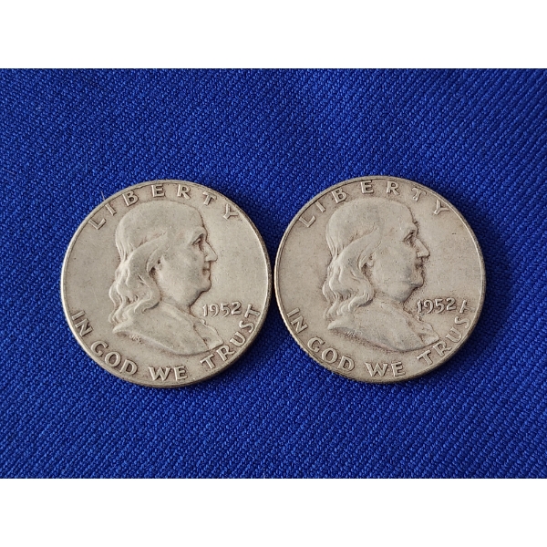 2 - 90% Silver Franklin Half Dollars FV: $1.00