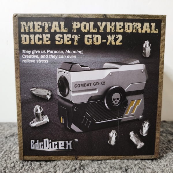 Metal Polyhedral Dice Set GC-X2 ~ Unique Bullet Shaped Dice in Gun Shaped Holder/Dispenser 