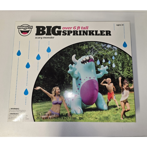 Big Mouth Inc. Big Scary Monster Over 6ft Tall Inflatable Yard Sprinkler - New in Box