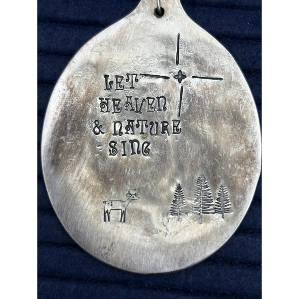 Sterling Silver Christmas Pendant - "Let Heaven & Nature Sing" with Deer & Trees - 17.1 Grams