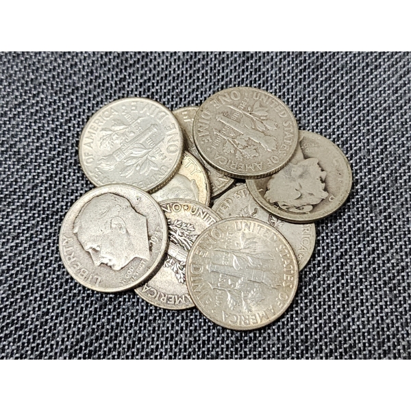 $1.00 Face Value in Assorted 90% Silver United States Dimes 